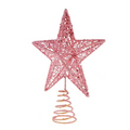 Pink Pentagon Star Christmas Tree Topper | Hollow Metal