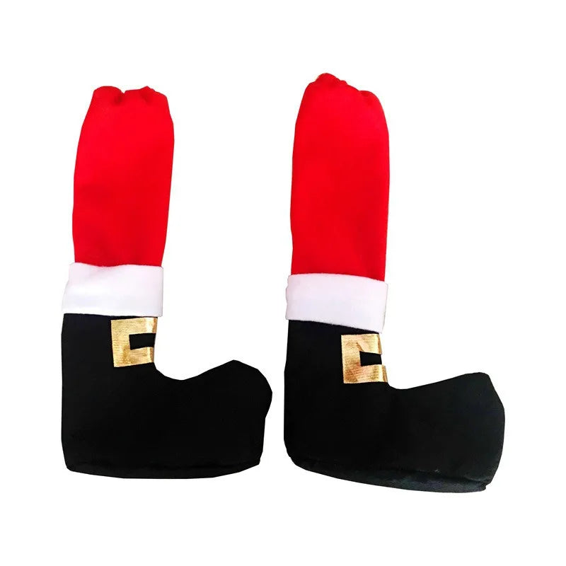 4-Pack Christmas Table Leg Covers – Santa Elf Feet Socks