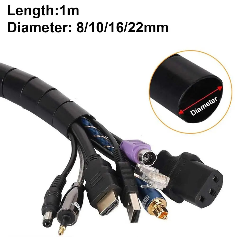 Flexible Spiral Cable Wrap Protector | 8/10/16/22mm Wire Organizer