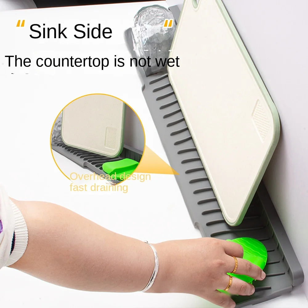 Silicone Sink Drain Mat 45cm – Anti-Slip Splash Guard & Soap Rack