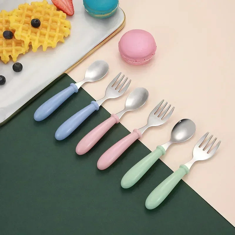 Kids Stainless Steel Cutlery Set – Cartoon Fork & Spoon Gift
