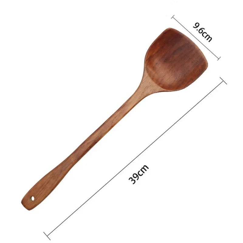 Long Handle Wooden Cooking Spatula – Non-Stick Kitchen Tool