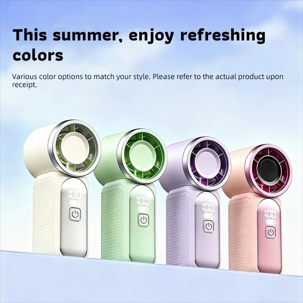Portable Mini Handheld Fan – USB Rechargeable, LED Display