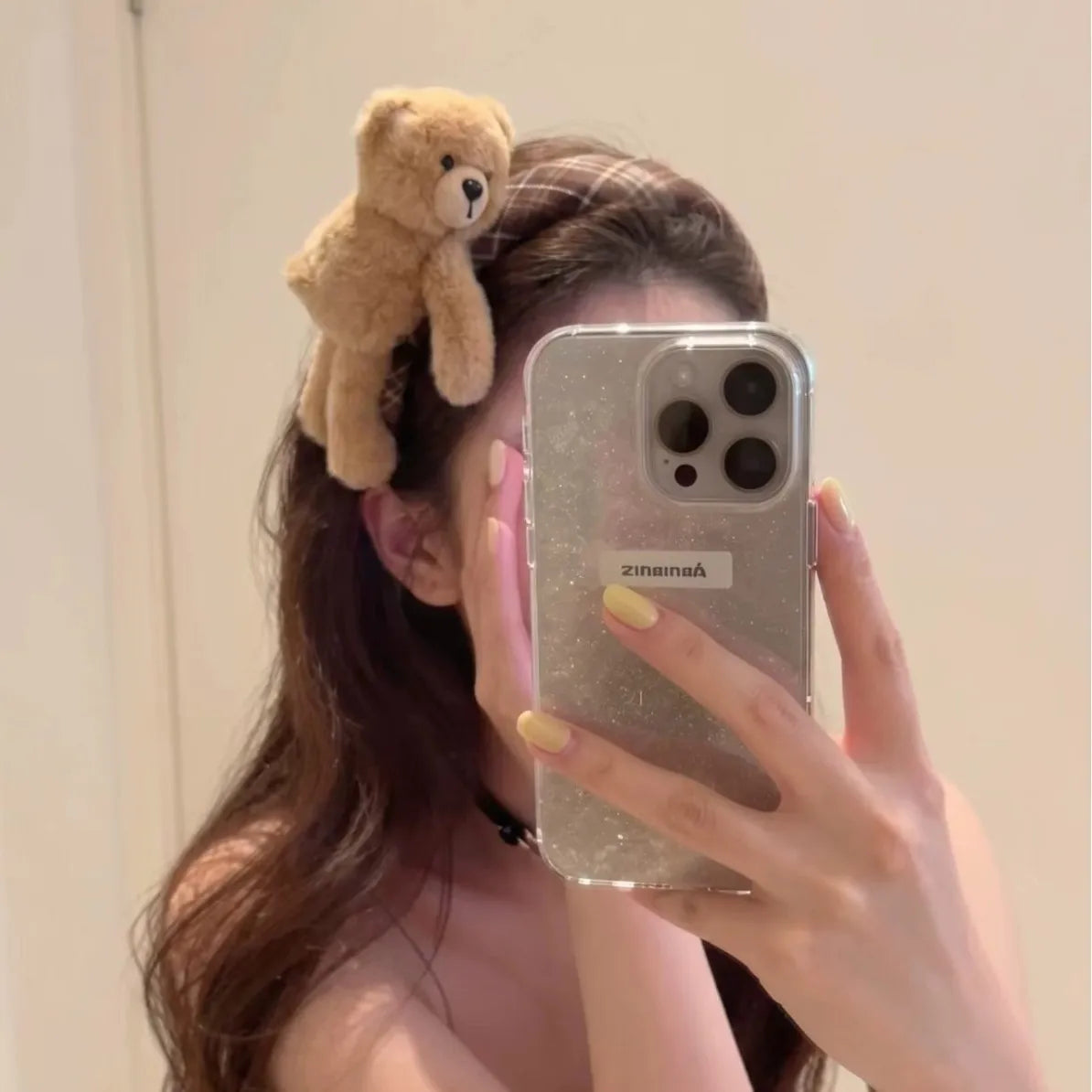 Plush Teddy Bear Plaid Headband for Women – Padded Hair Hoop