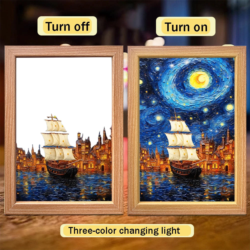 LED Light Painting Frame – Van Gogh Starry Sky Wall Art Décor