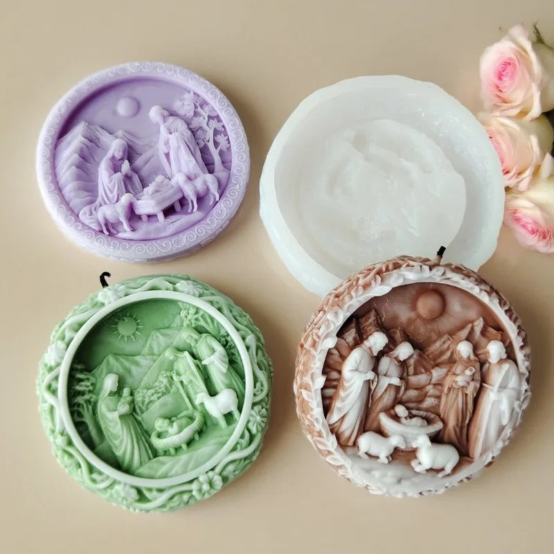 Jesus & Virgin Mary Silicone Mold – DIY Candle Soap Gypsum