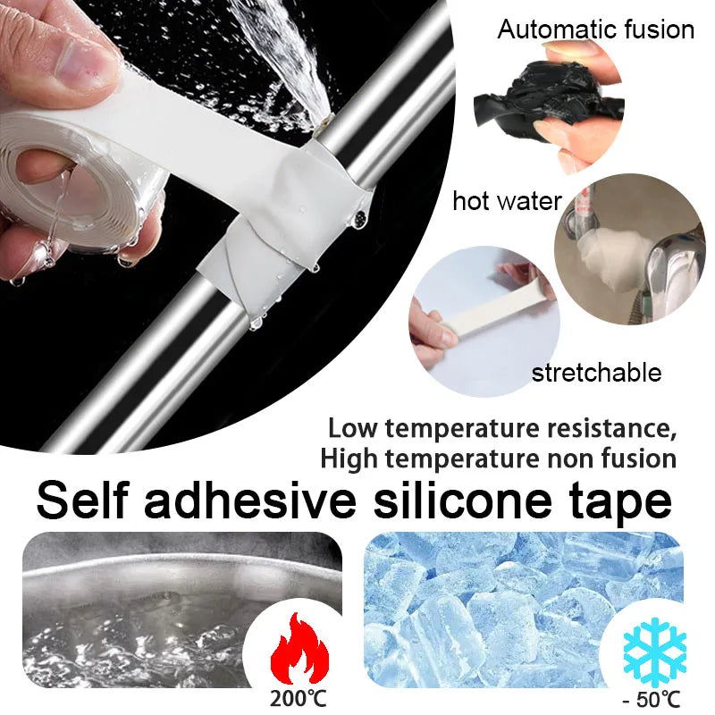 Self-Fusing Silicone Waterproof Pipe Repair Tape 1.5–3M