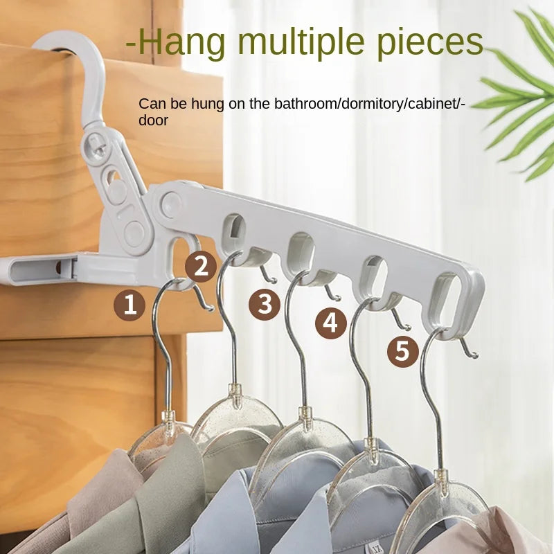 Portable Foldable 5-Hook Clothes Drying Rack for Travel