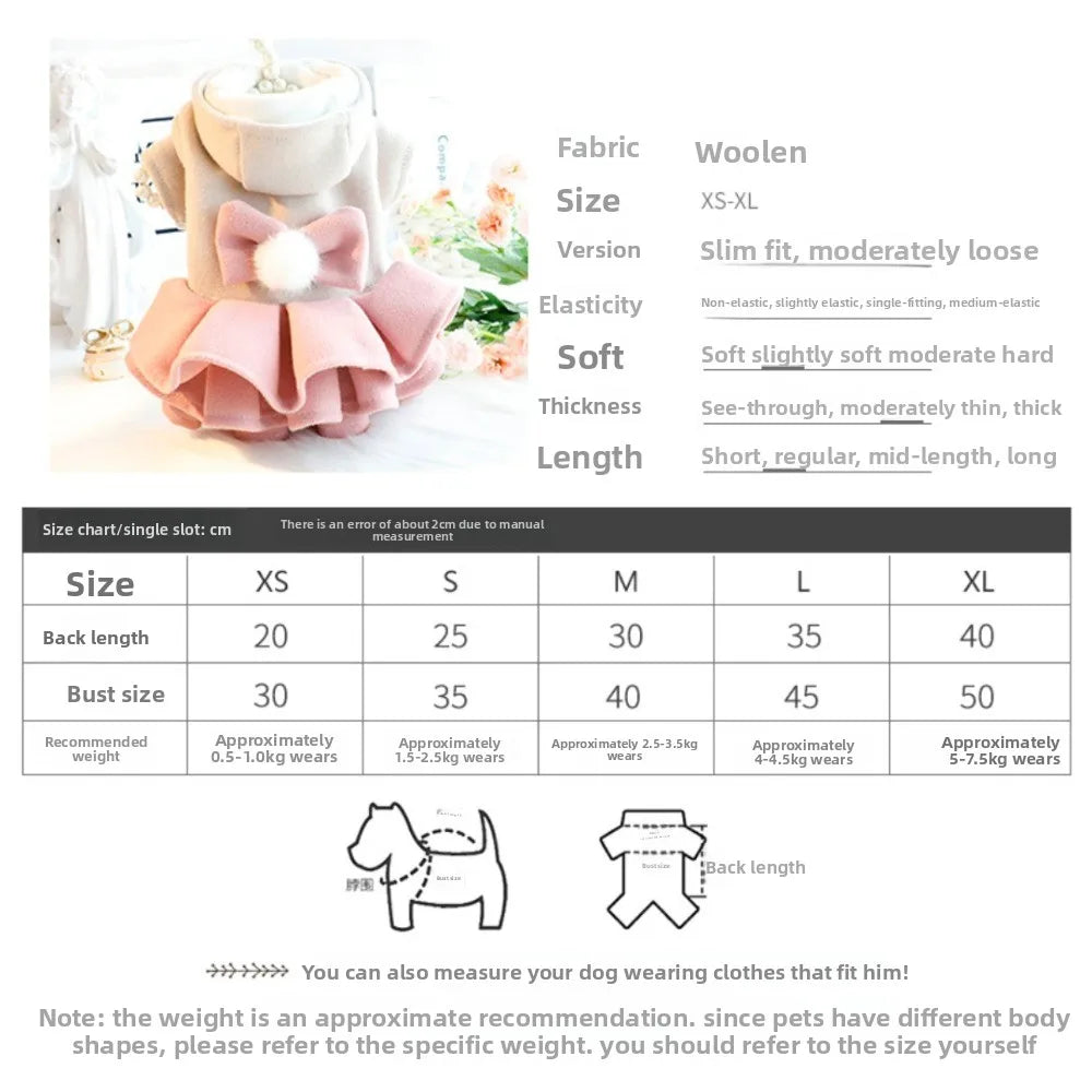 Woolen Tutu Skirt Dog Dress – Small Pet Princess Outfit