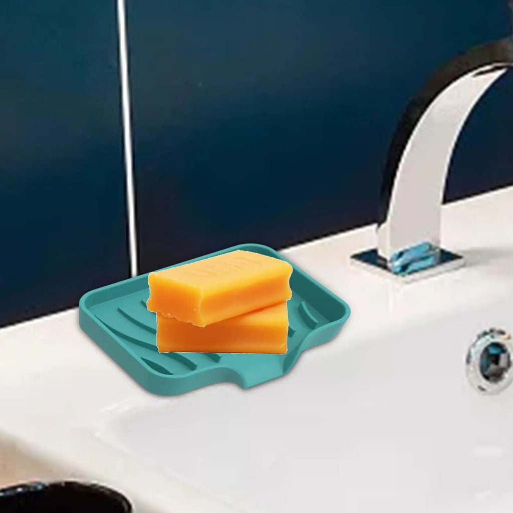 Silicone Self-Draining Soap Dish Holder | Bathroom & Kitchen