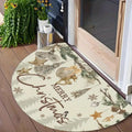 Christmas Half Round Non-Slip Doormat – Beige Felt Welcome Rug