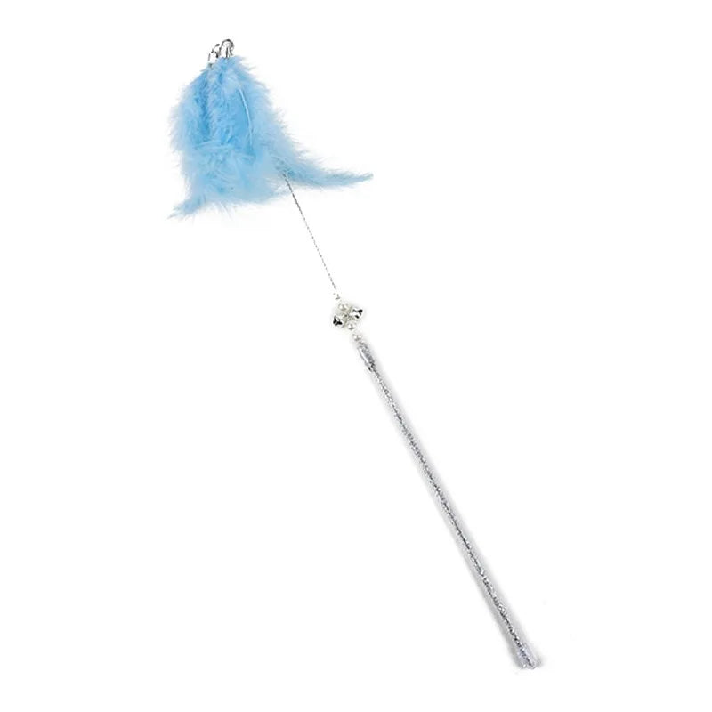 Feather & Bell Cat Wand Toy – Handheld Tickle Wand