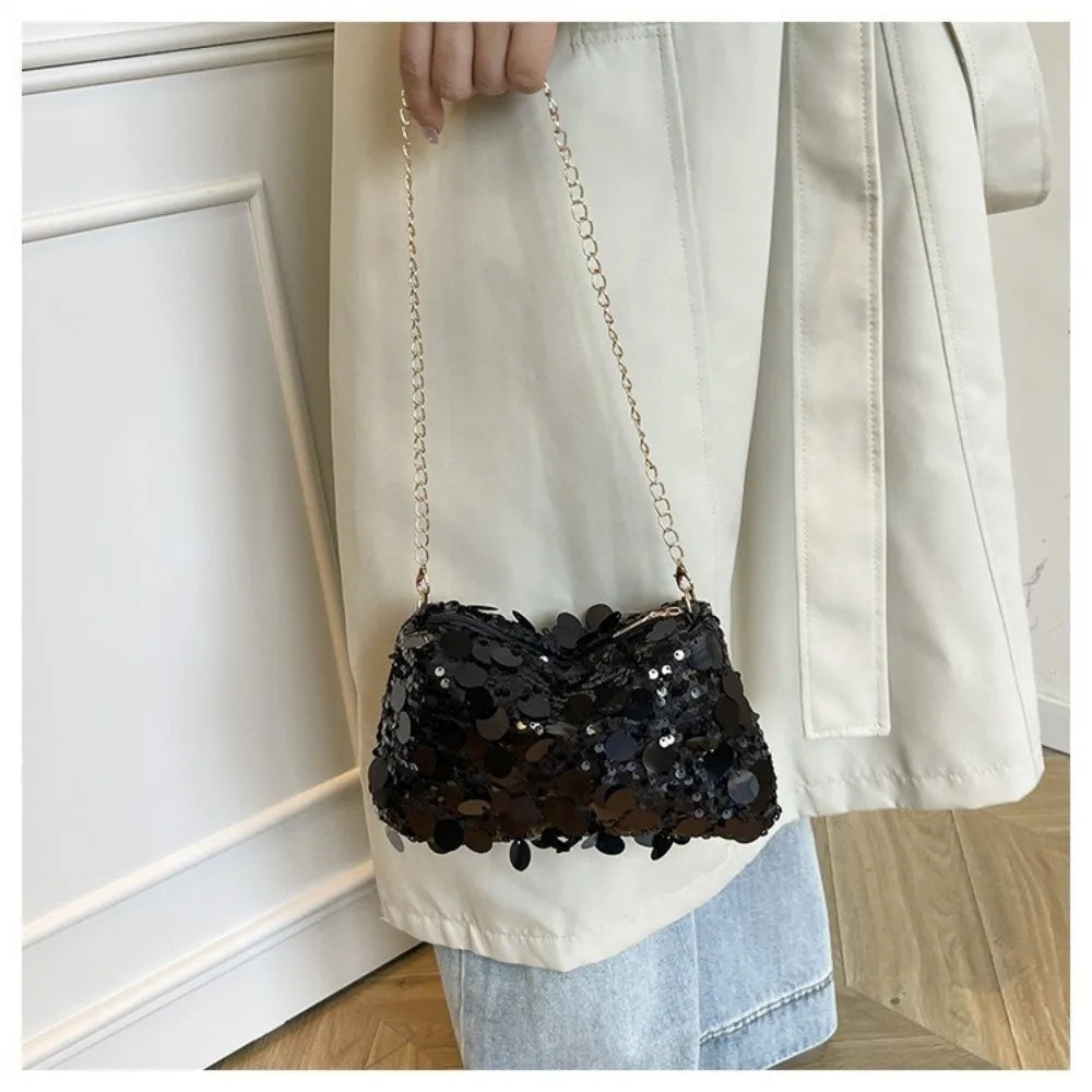 Sequin Shoulder Bag – Lightweight Chain Crossbody Evening Bag