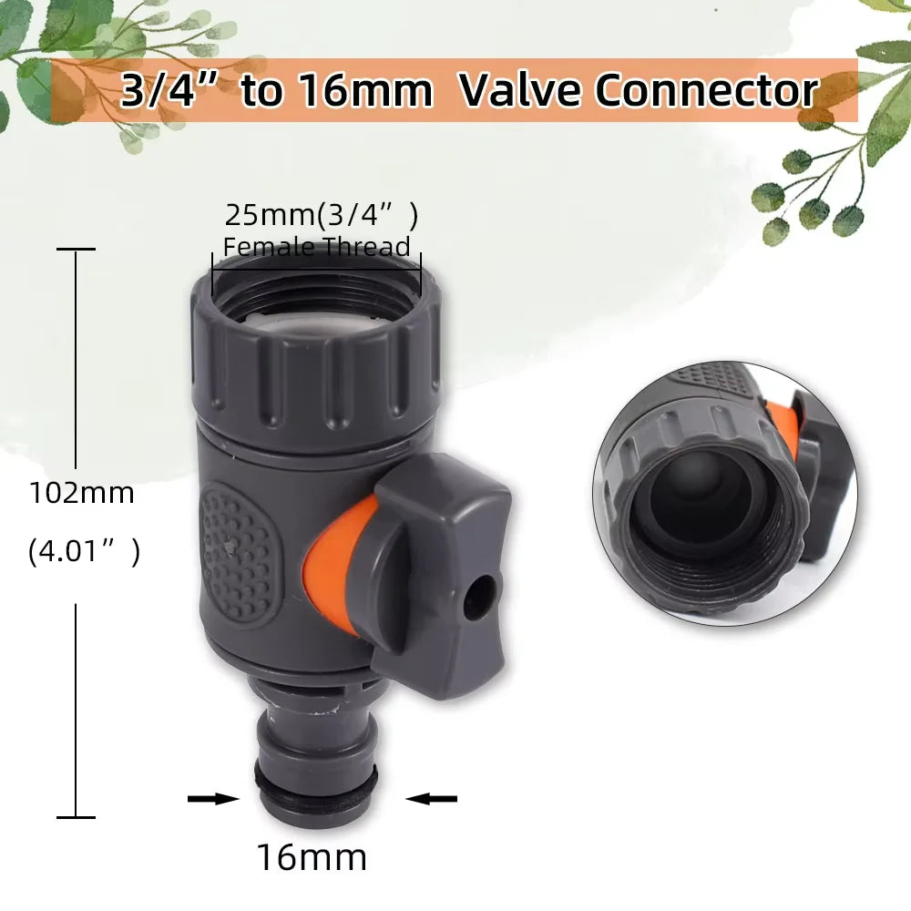 Garden Hose Quick Connector 1/2" 3/4" 1" On/Off Tap Valve