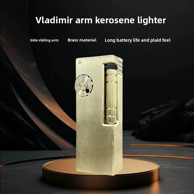 Retro Brass Kerosene Lighter | Arm-Lift Sliding Wheel Design