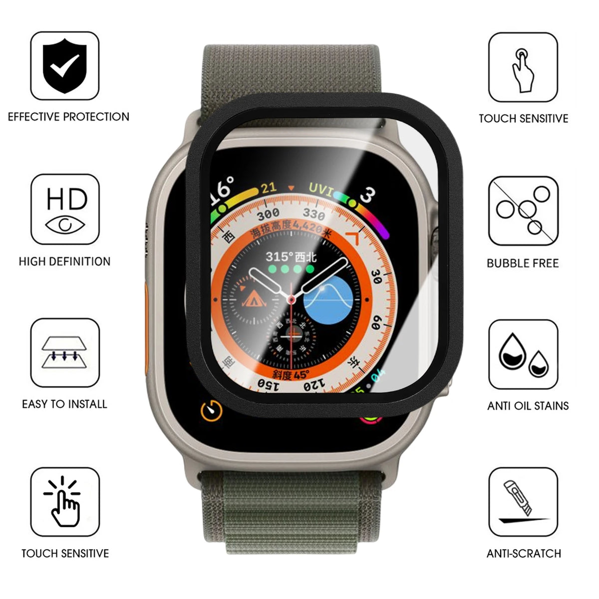 Metal Frame & Glass Screen Protector – Apple Watch Ultra 49mm