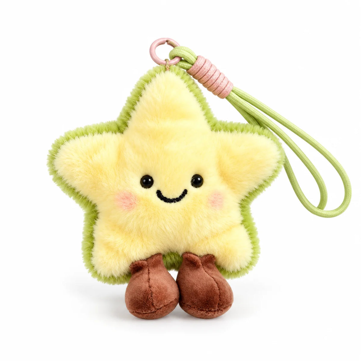 Kawaii Plush Star Keychain – Cute Smiley Stuffed Bag Charm