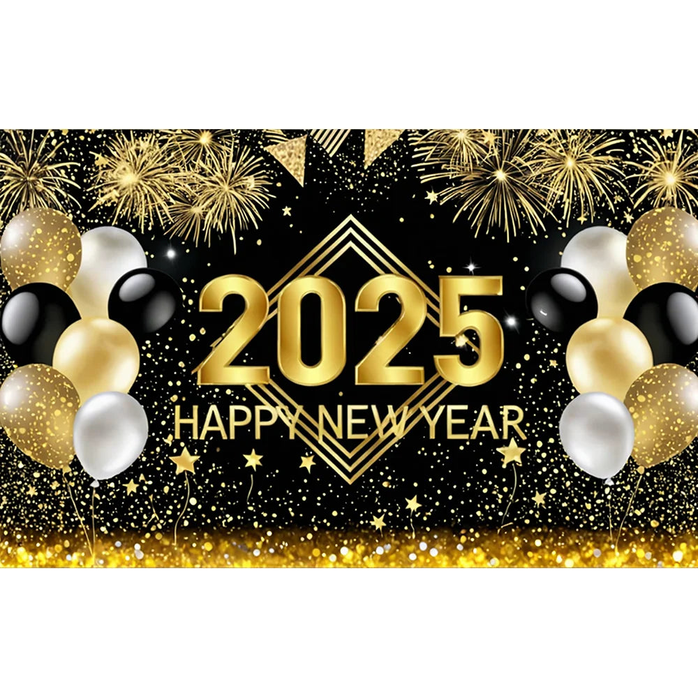 New Year Party Photography Backdrop – Fireworks & Balloons