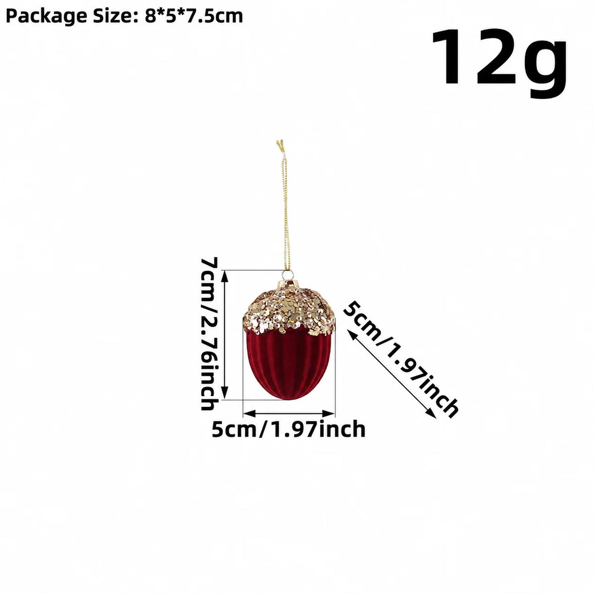 Vintage Flocked Christmas Ornaments – 10-Piece Burgundy Set