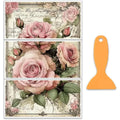 Pink Roses Rub-On Transfers for Furniture & Crafts – 3-Pack