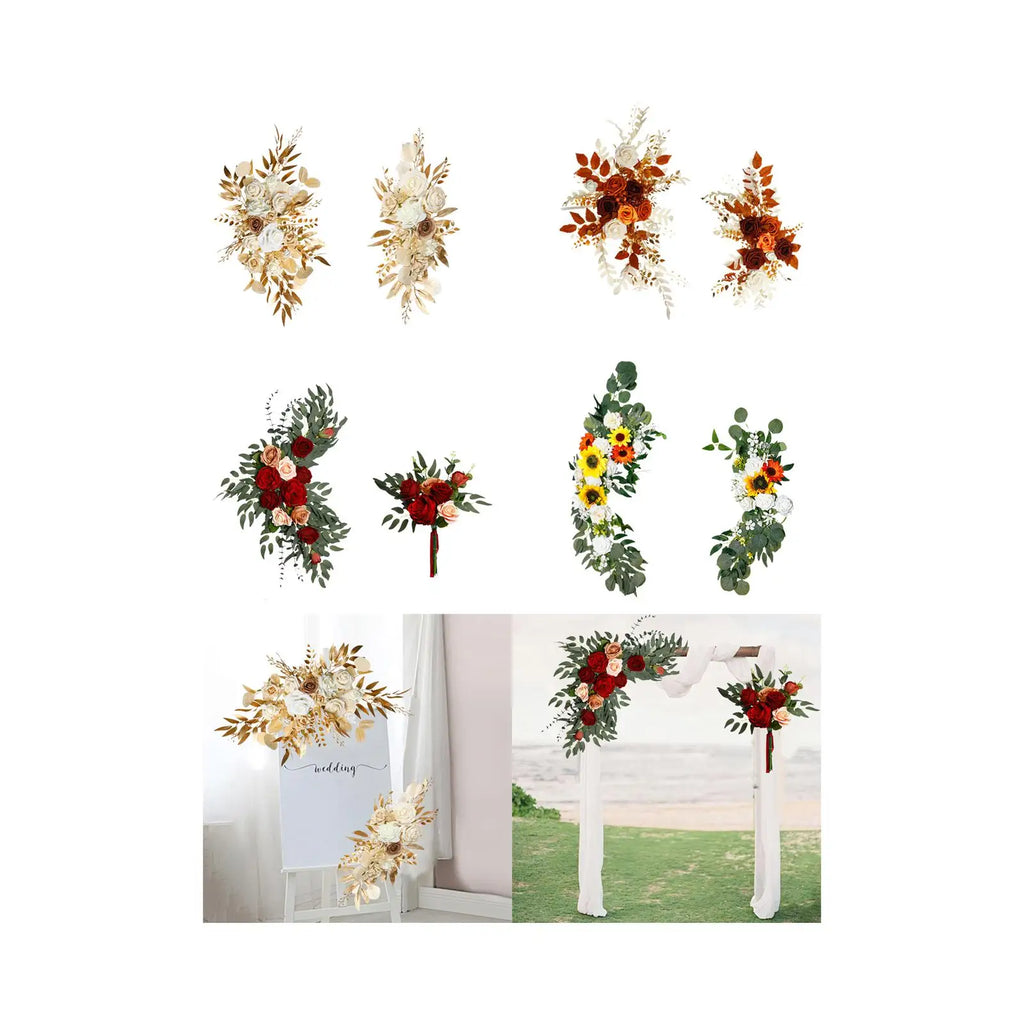 2-Piece Silk Flower Swag Wedding Arch Garland & Floral Backdrop