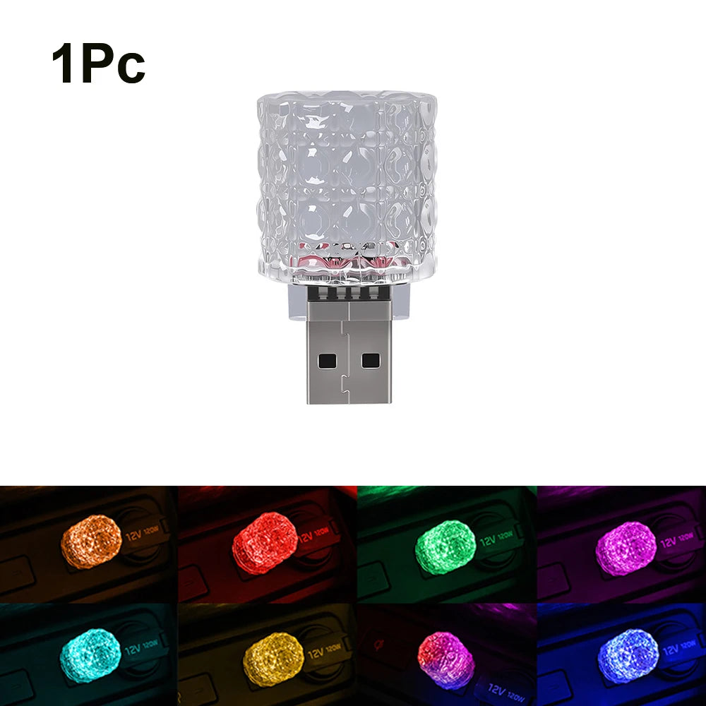 USB Car LED Atmosphere Light – 7 Colors & Gradient Touch Control