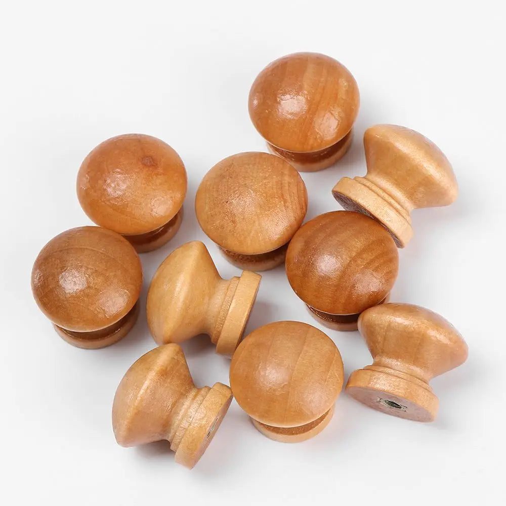 10-Pack Round Natural Wood Cabinet Knobs & Drawer Pulls