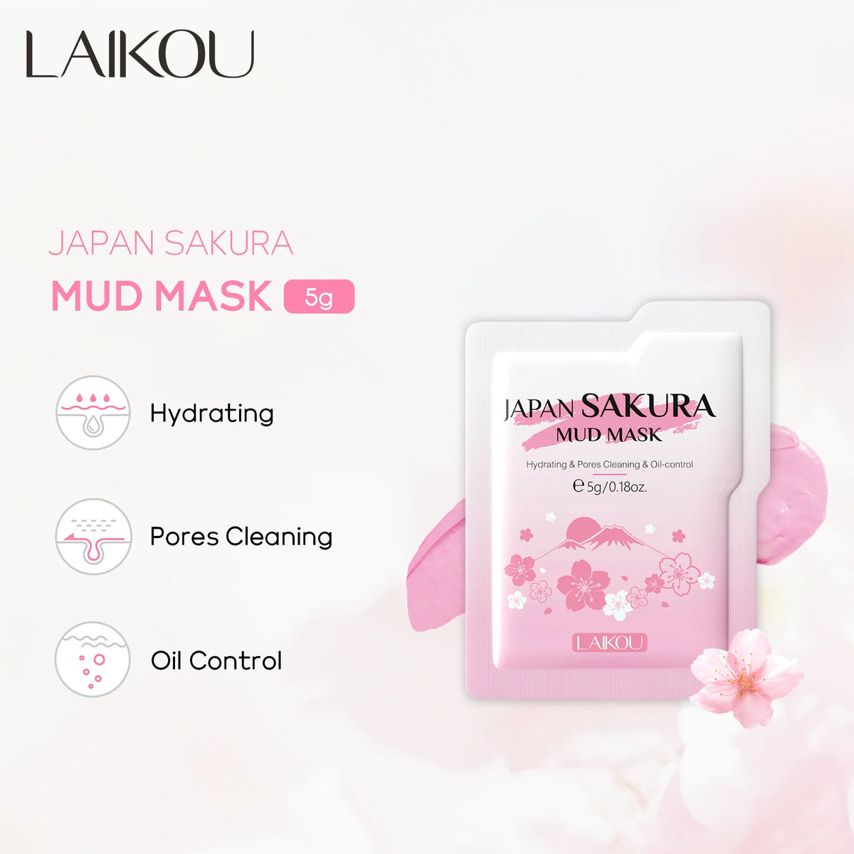 LAIKOU Sakura Mud Face Mask – Oil Control & Pore Minimizing
