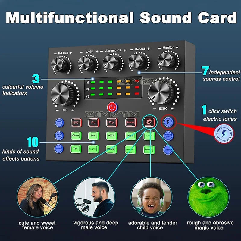 V8S Microphone Kit & Sound Card for PC/Phone Streaming