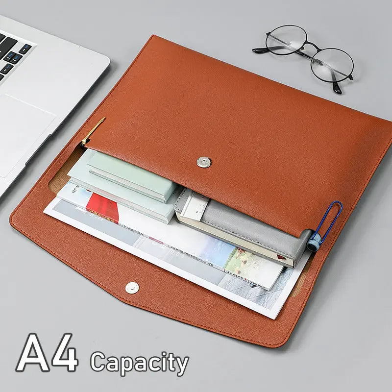 PU Leather Document Bag – A4/A5/A6 Envelope File Organizer