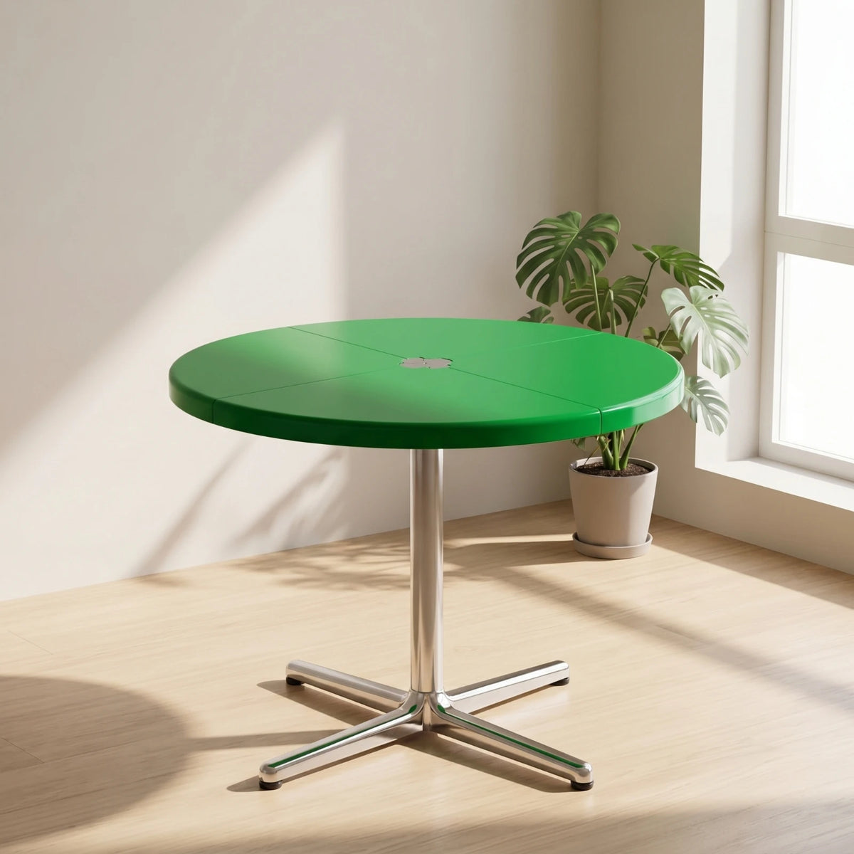 Folding Dining Table Glossy Round Compact for Apartments & Kitchen
