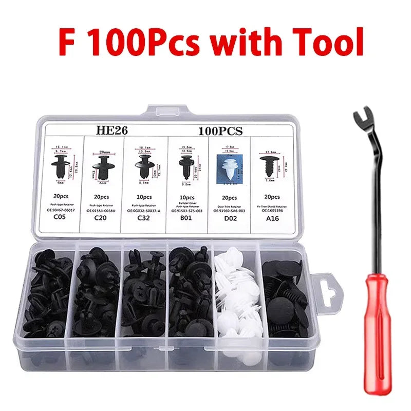100/50PCS Auto Fastener Clips Kit – Car Trim & Bumper Pins
