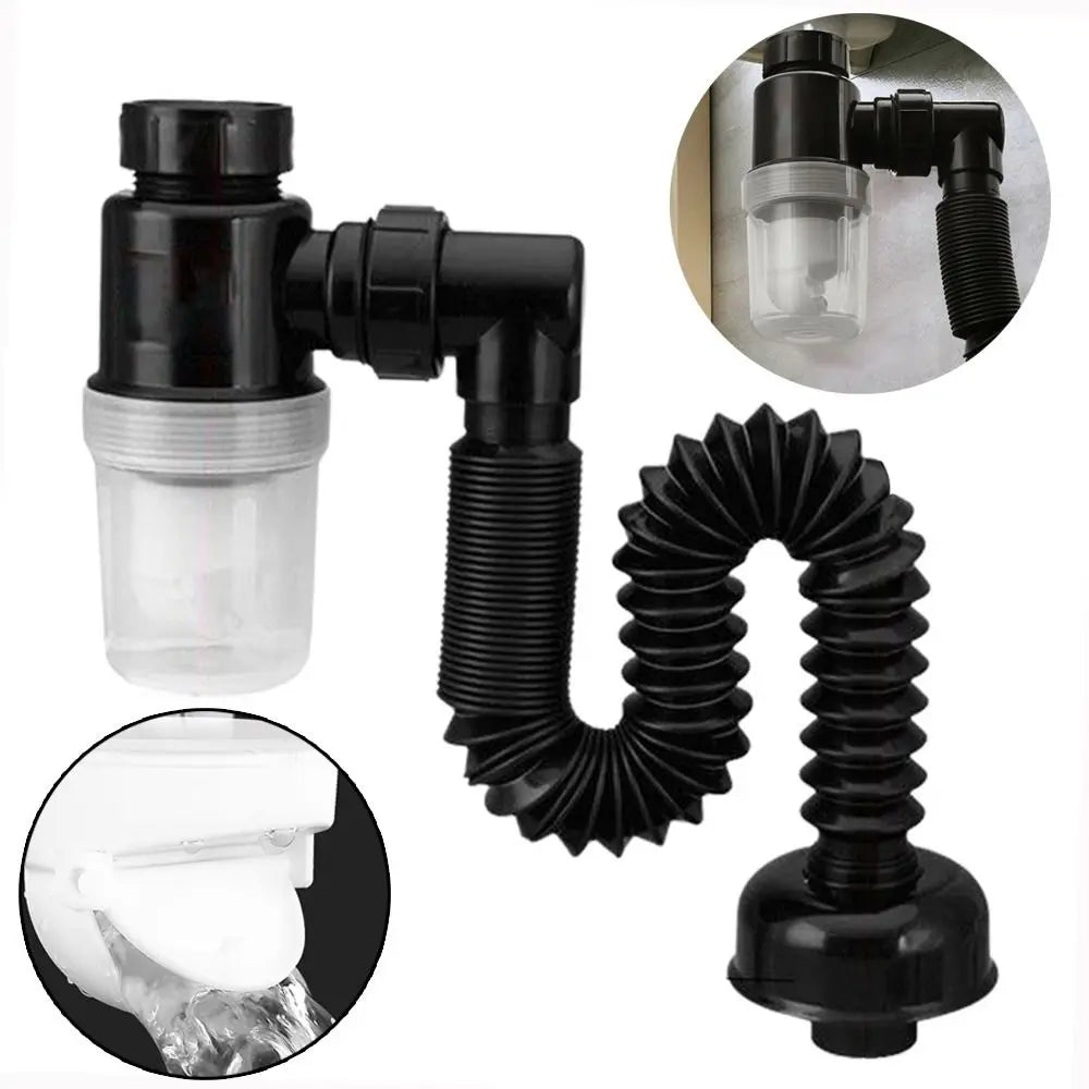 Flexible 3" Sink Drain Pipe – Deodorant Sewer Hose for Bathroom
