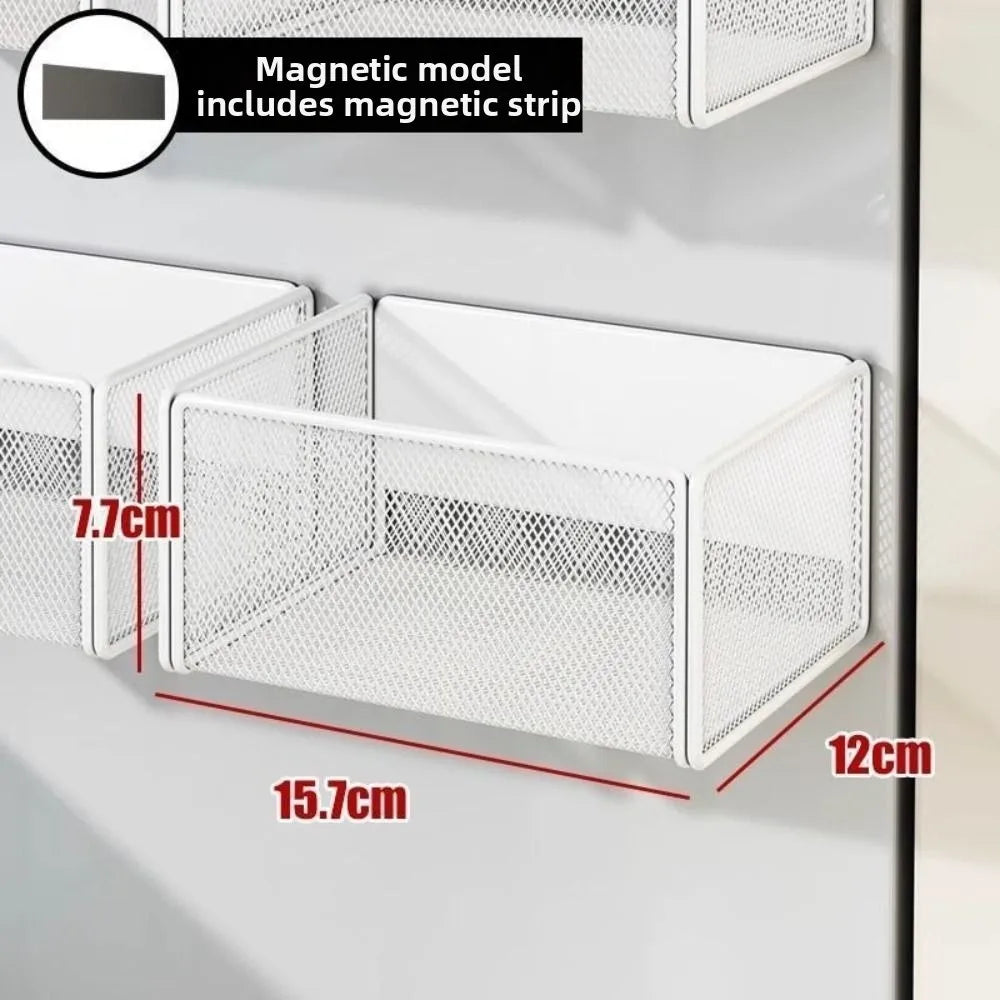 Magnetic Metal Wire Basket Organizer for Fridge & Pegboard