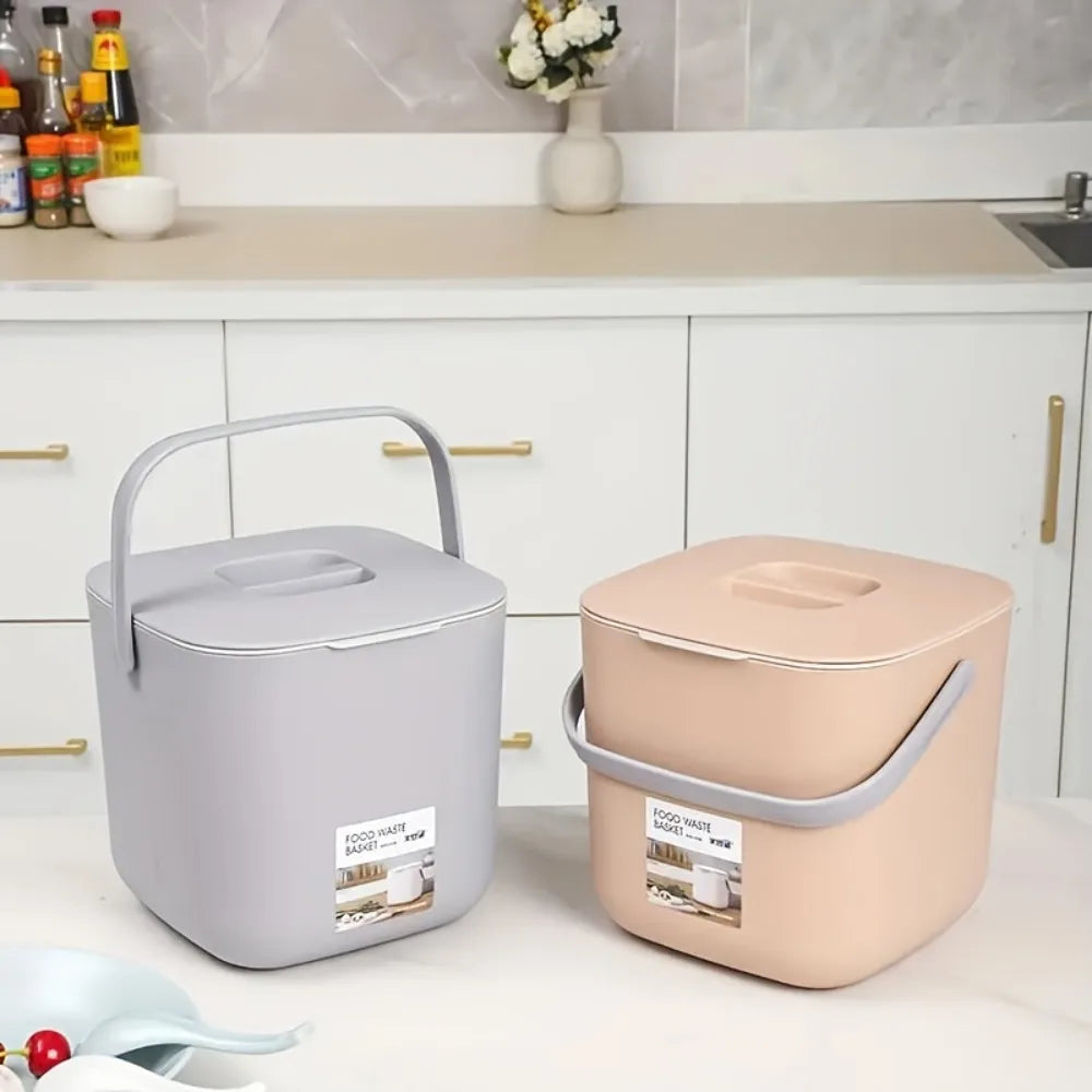 Portable Trash Can with Lid & Drain Basket | Dry Wet Waste