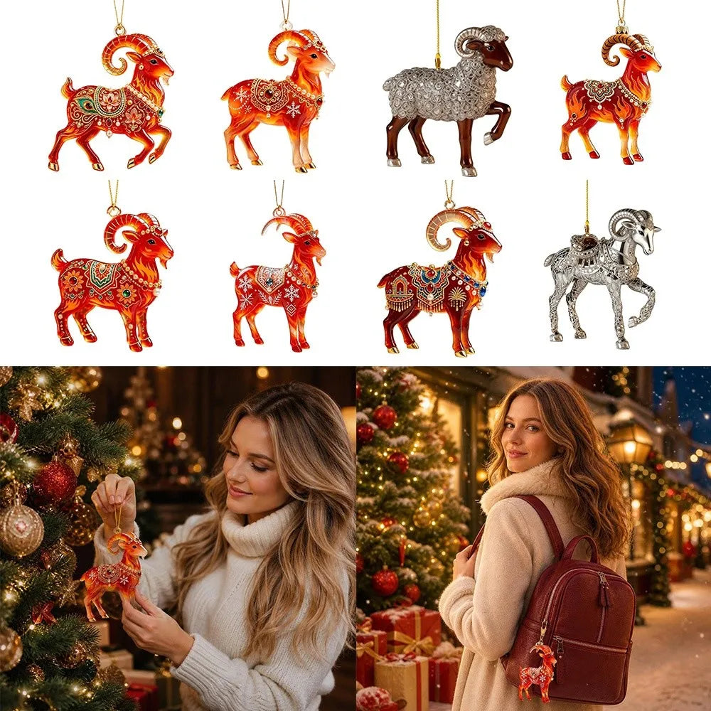 Rhinestone Acrylic Goat Hanging Ornament | Zodiac Décor