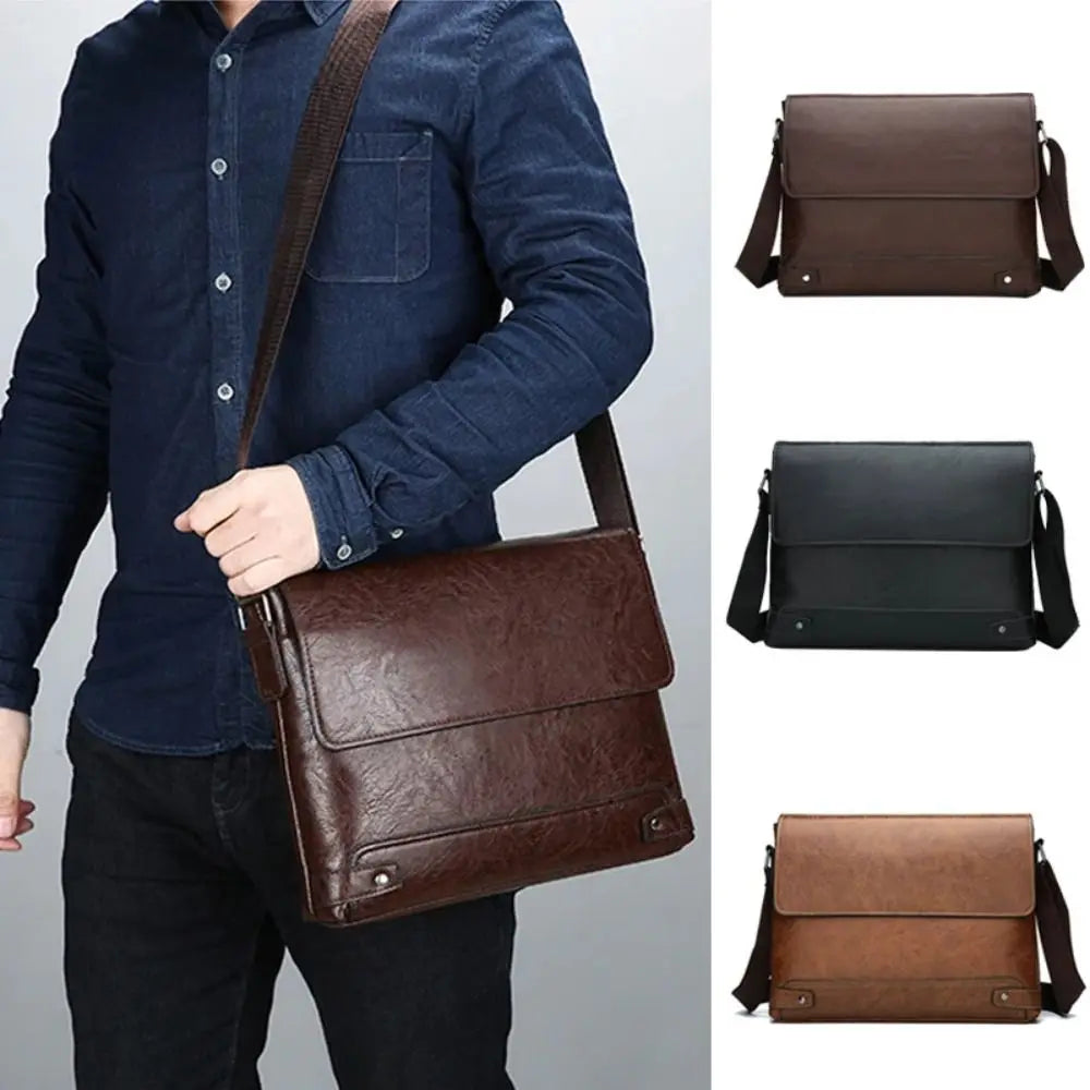 Retro Men's Waterproof PU Leather Laptop Messenger Briefcase