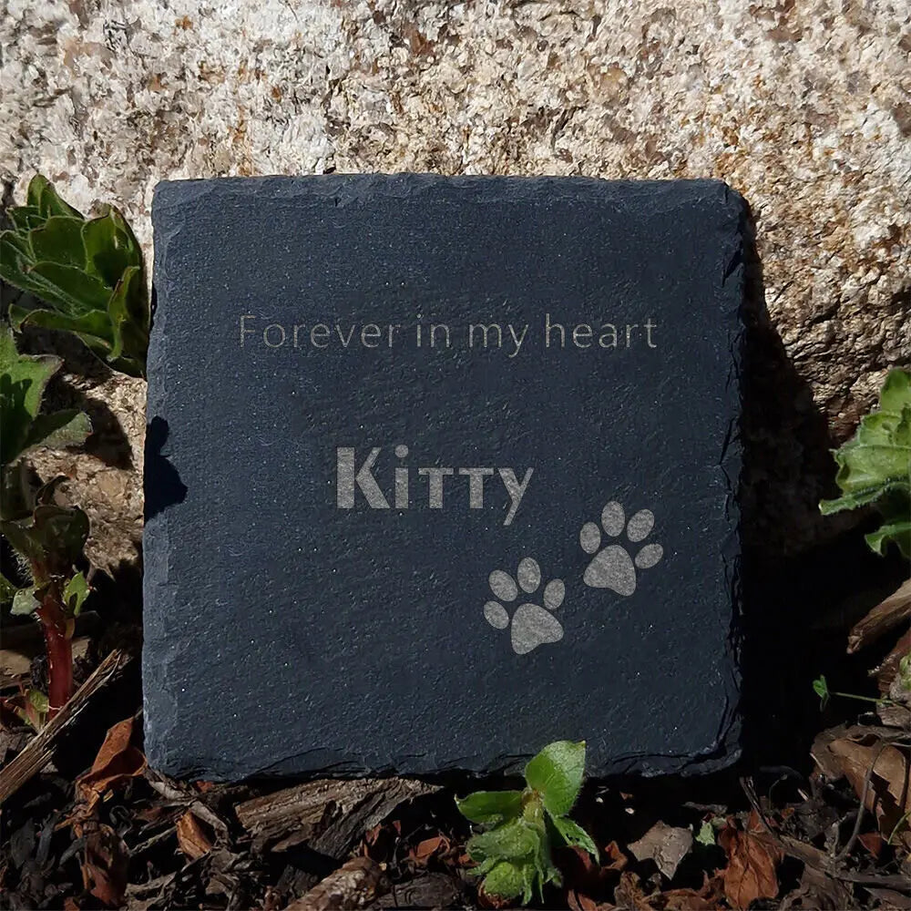 Personalized Dog Memorial Slate Plaque – Pawprint Stone