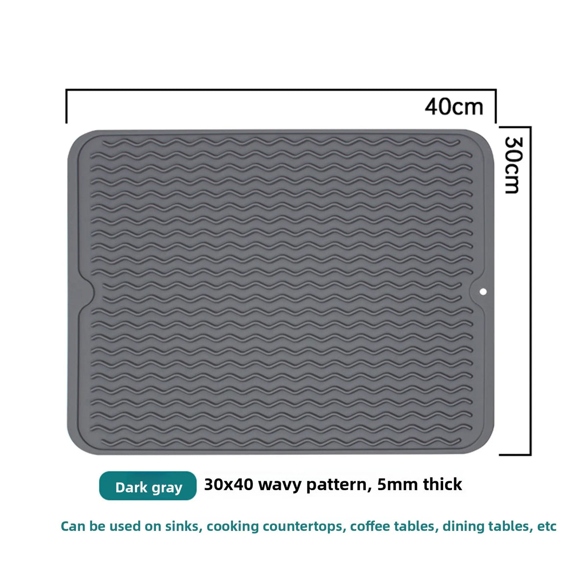 Silicone Dish Drying Mat – Heat-Resistant Wave Kitchen Pad