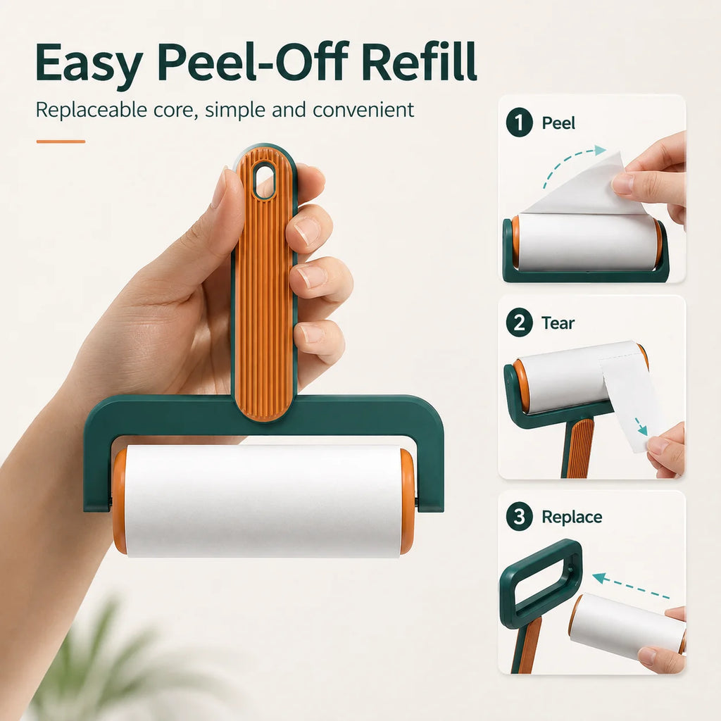 Reusable Lint Roller with Cover – 60 Sheets, 10cm Wide
