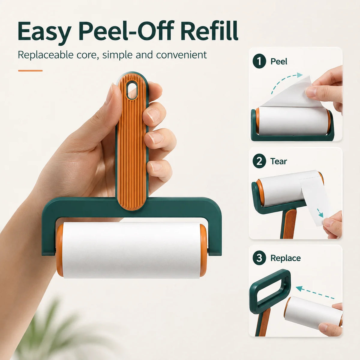 Reusable Lint Roller with Cover – 60 Sheets, 10cm Wide