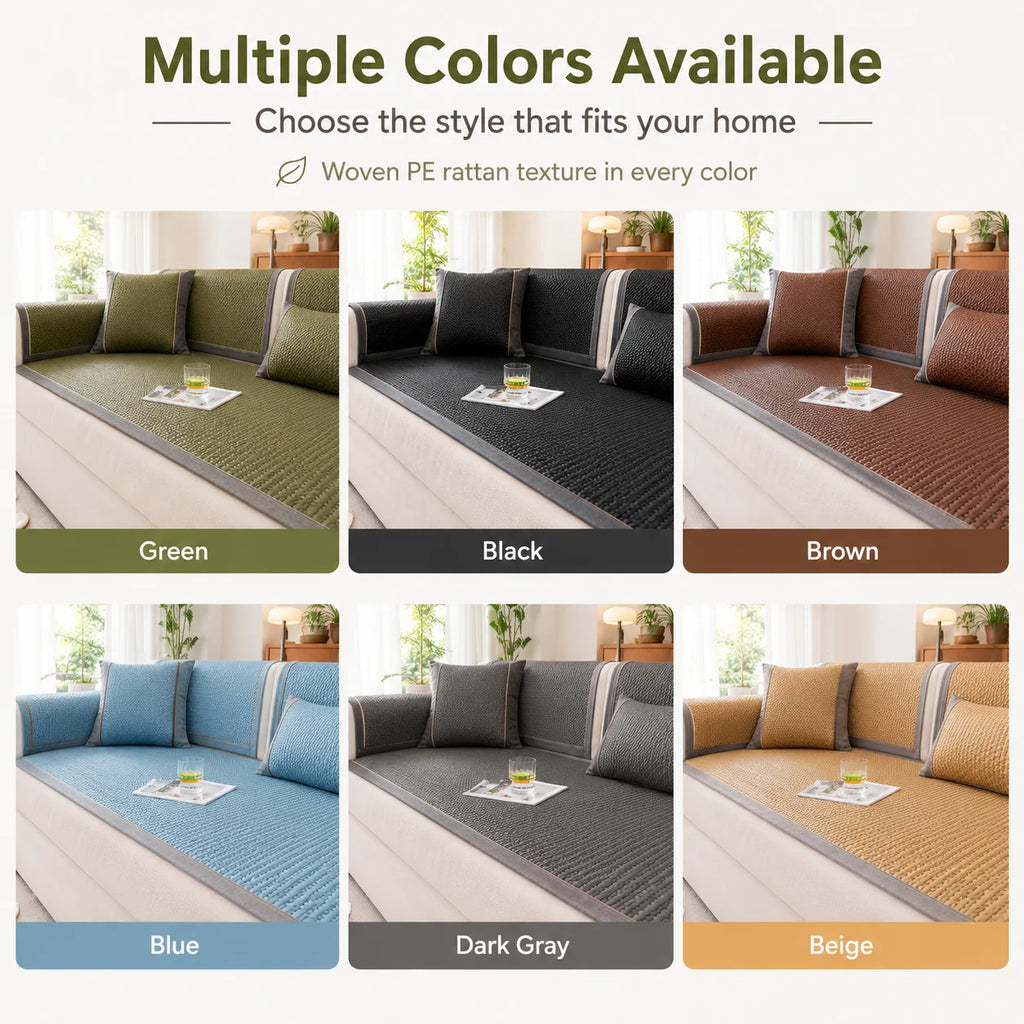 Ice Silk Bamboo Cooling Sofa Cushion – Anti-Slip Seat Mat