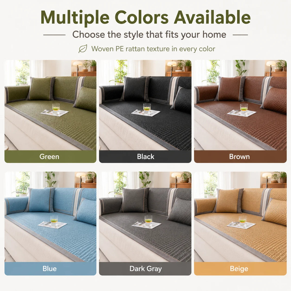 Ice Silk Bamboo Cooling Sofa Cushion – Anti-Slip Seat Mat