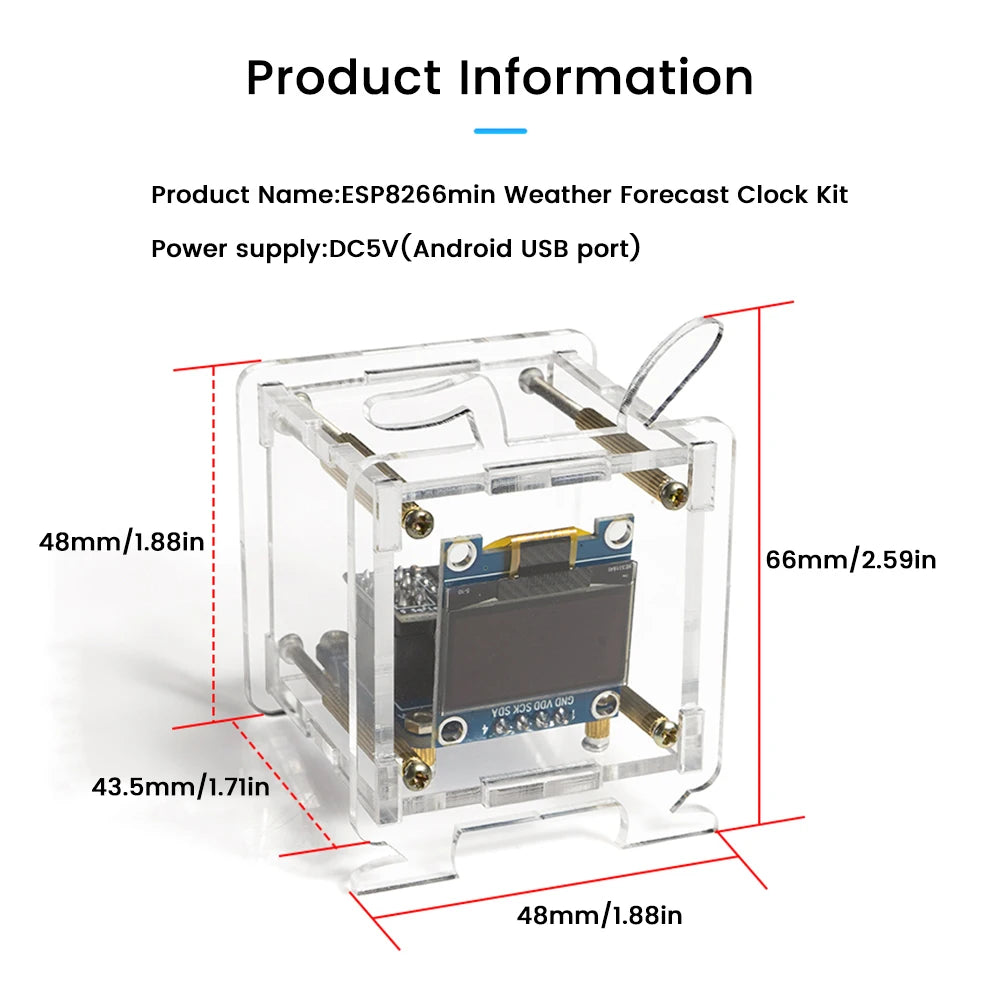 ESP8266 Mini OLED Clock DIY Kit – Wi-Fi Weather Display