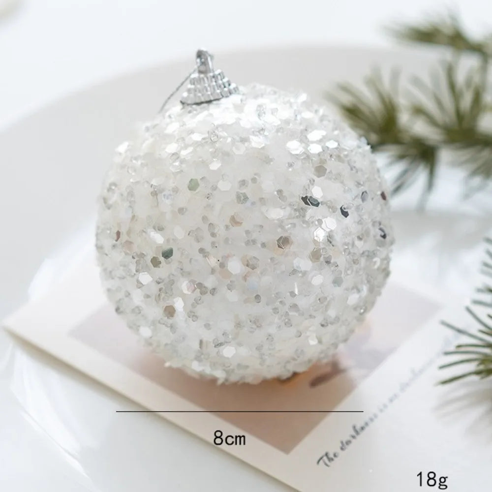 Sequin Foam Christmas Ball Ornaments 8cm – Gold & Silver Baubles
