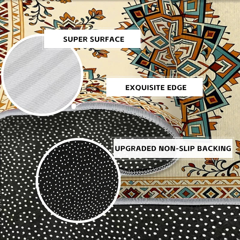 RAKKS Moroccan Crystal Velvet Rug | Boho Low-Pile Area Carpet