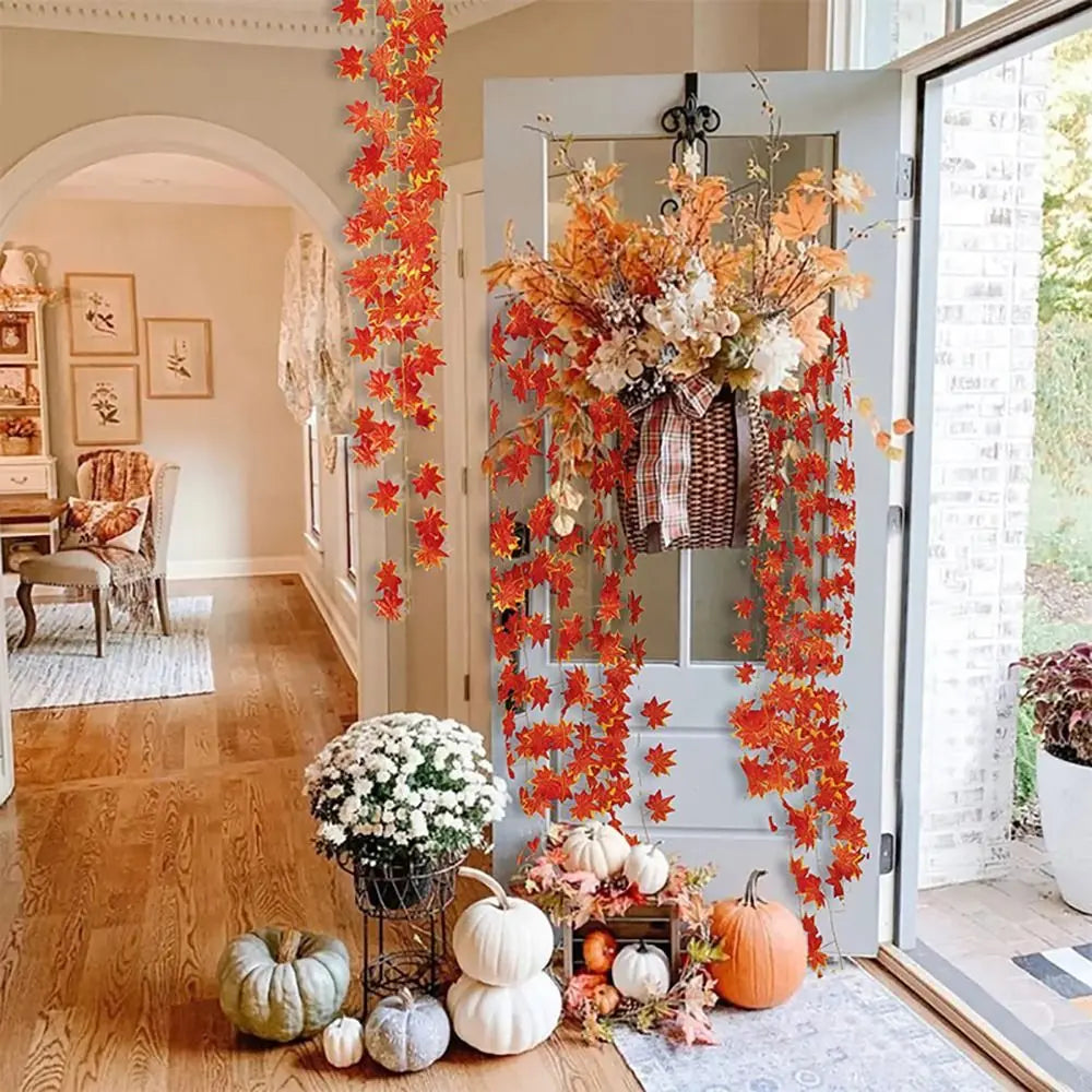 12PCS Autumn Silk Leaf Garland Vines 8.2FT | Fall Decor