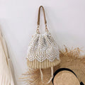 Women's Woven Straw Bucket Bag – Beach Crossbody Handbag