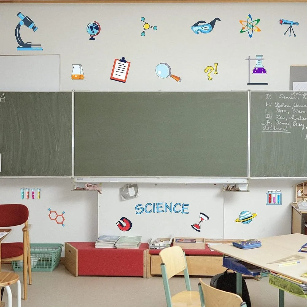 Science Element Wall Decal Stickers – 23-Count PVC Lab Theme