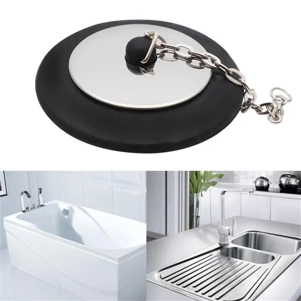 Rubber Bathtub Drain Stopper with Chain – 4/4.3/5cm Plug